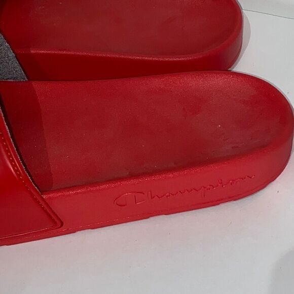 Champion Men's Red Blue IPO Logo One Strap Slide Sandals Size 13 - Picture 7 of 11